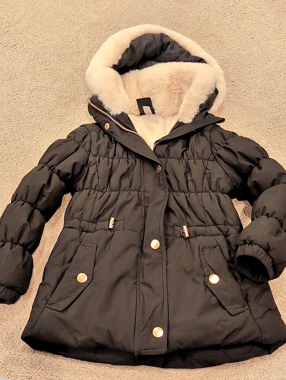 ZeroXposur Girls Heavy Weight Puffer Jacket Girls 7/8 Black & Cream